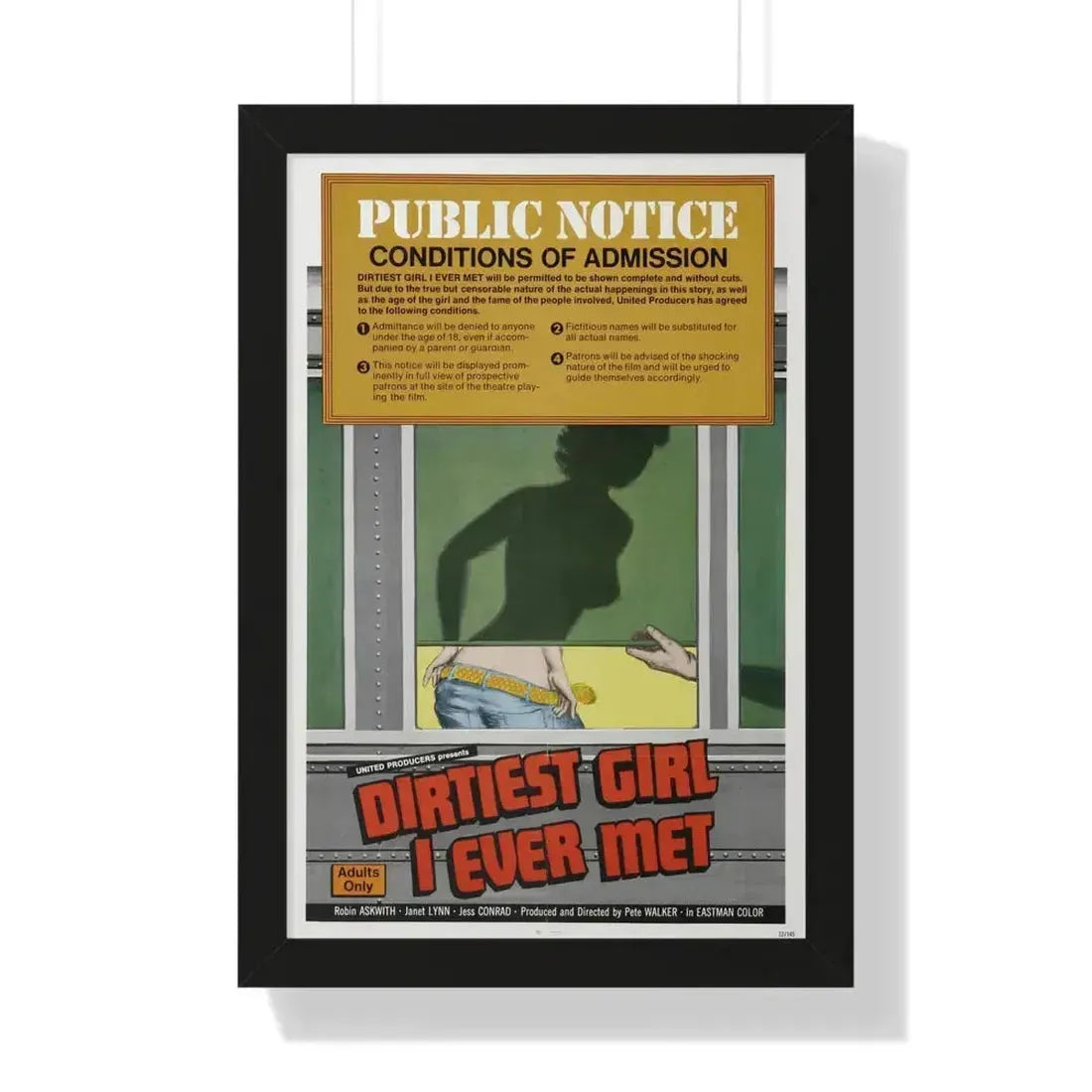 DIRTIEST GIRL I EVER MET 1970 - Framed Movie Poster 16″ x 24″ Black - The Sticker Space
