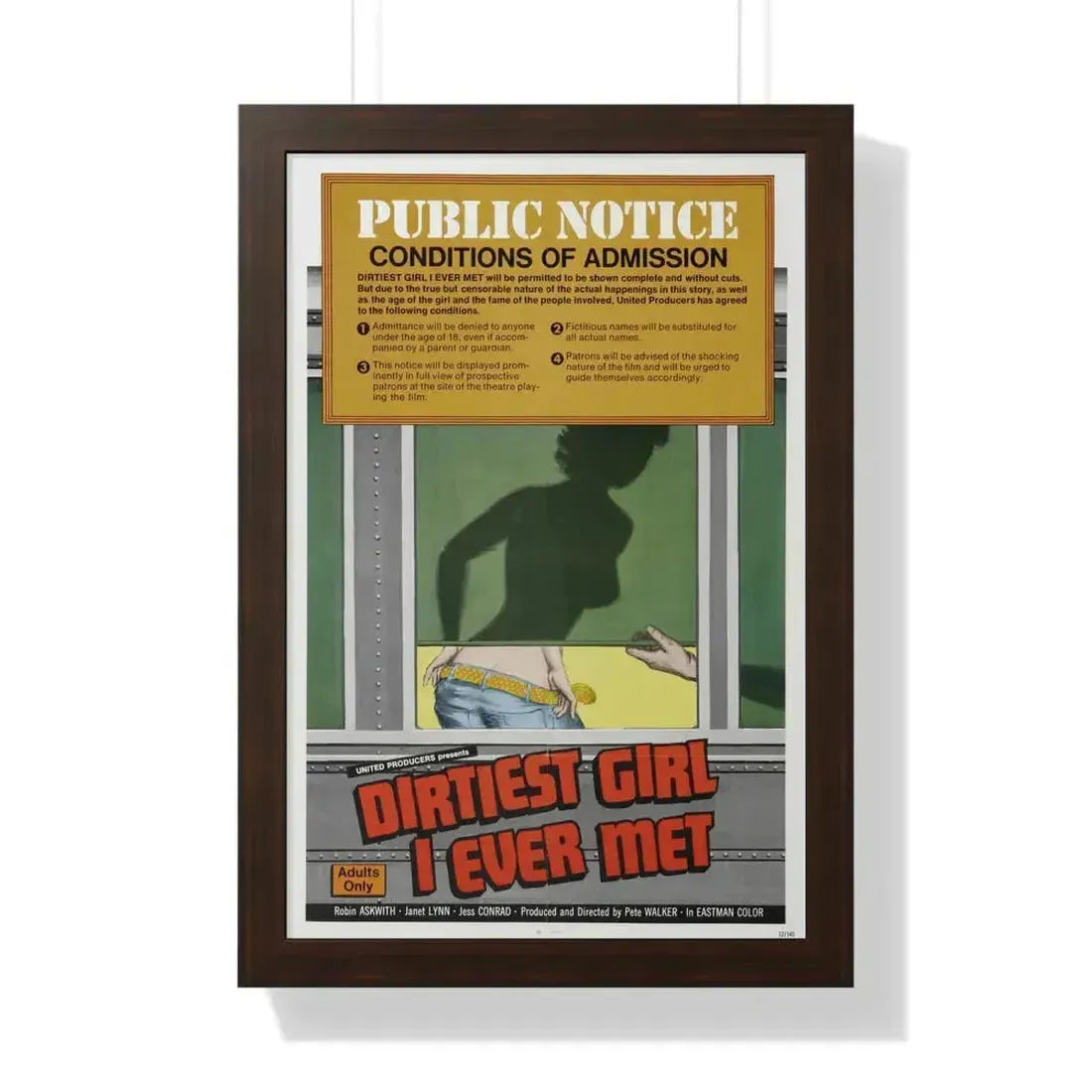 DIRTIEST GIRL I EVER MET 1970 - Framed Movie Poster 16″ x 24″ Walnut - The Sticker Space