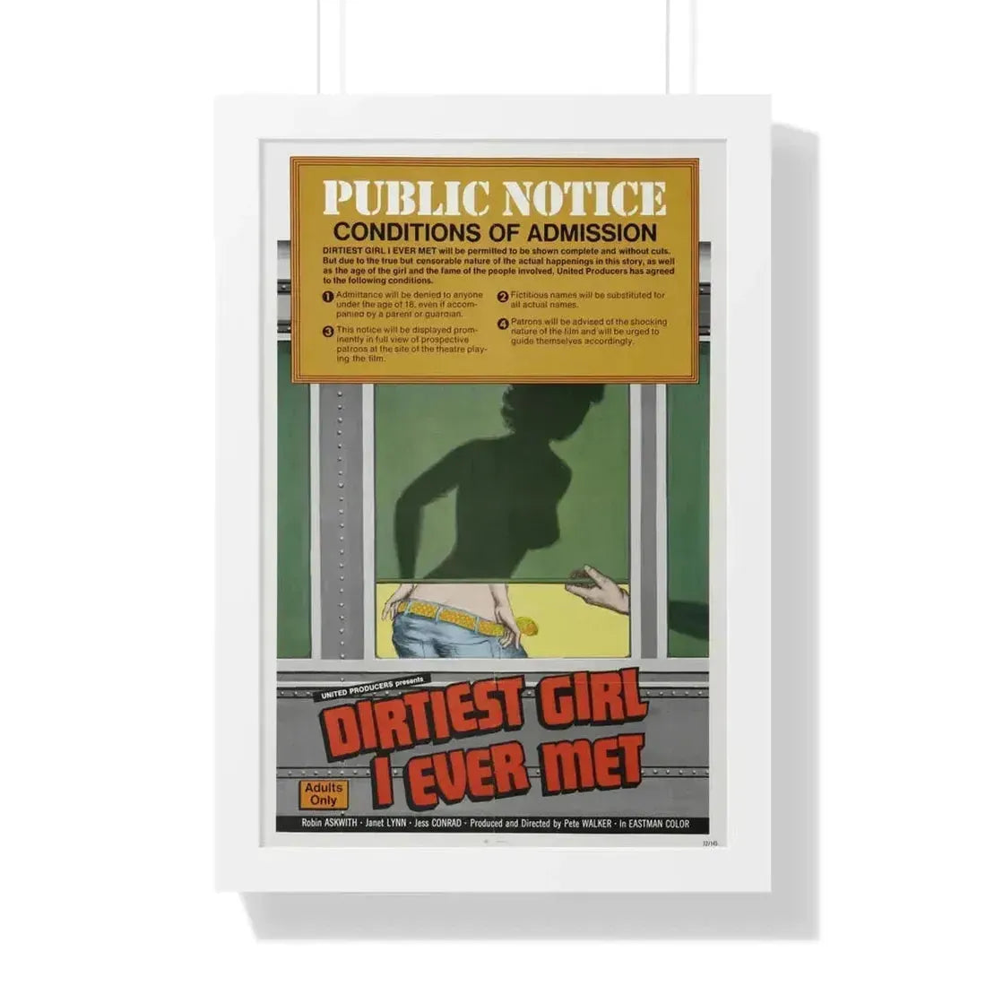 DIRTIEST GIRL I EVER MET 1970 - Framed Movie Poster 16″ x 24″ White - The Sticker Space