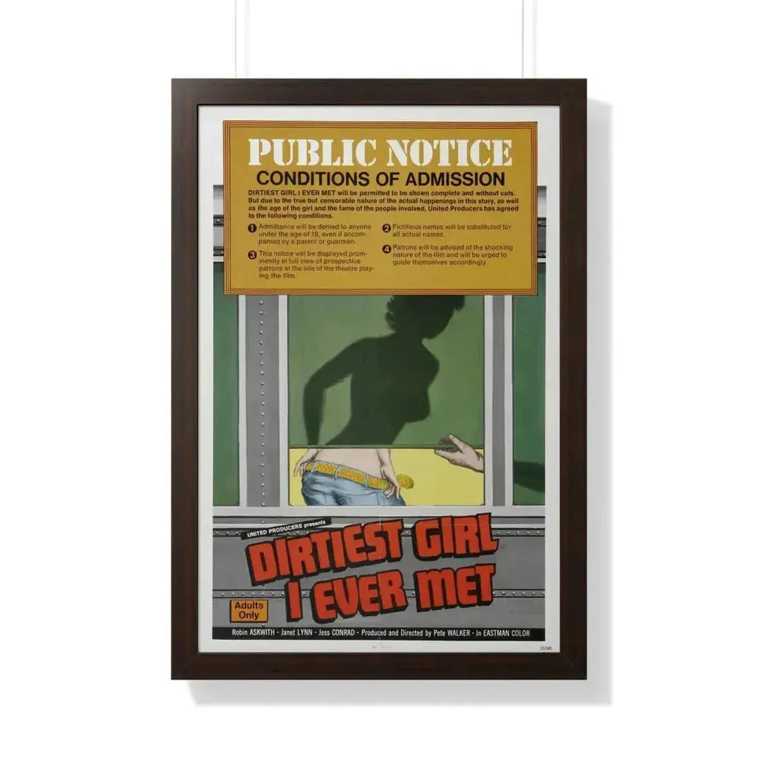 DIRTIEST GIRL I EVER MET 1970 - Framed Movie Poster 20" x 30" Walnut - The Sticker Space