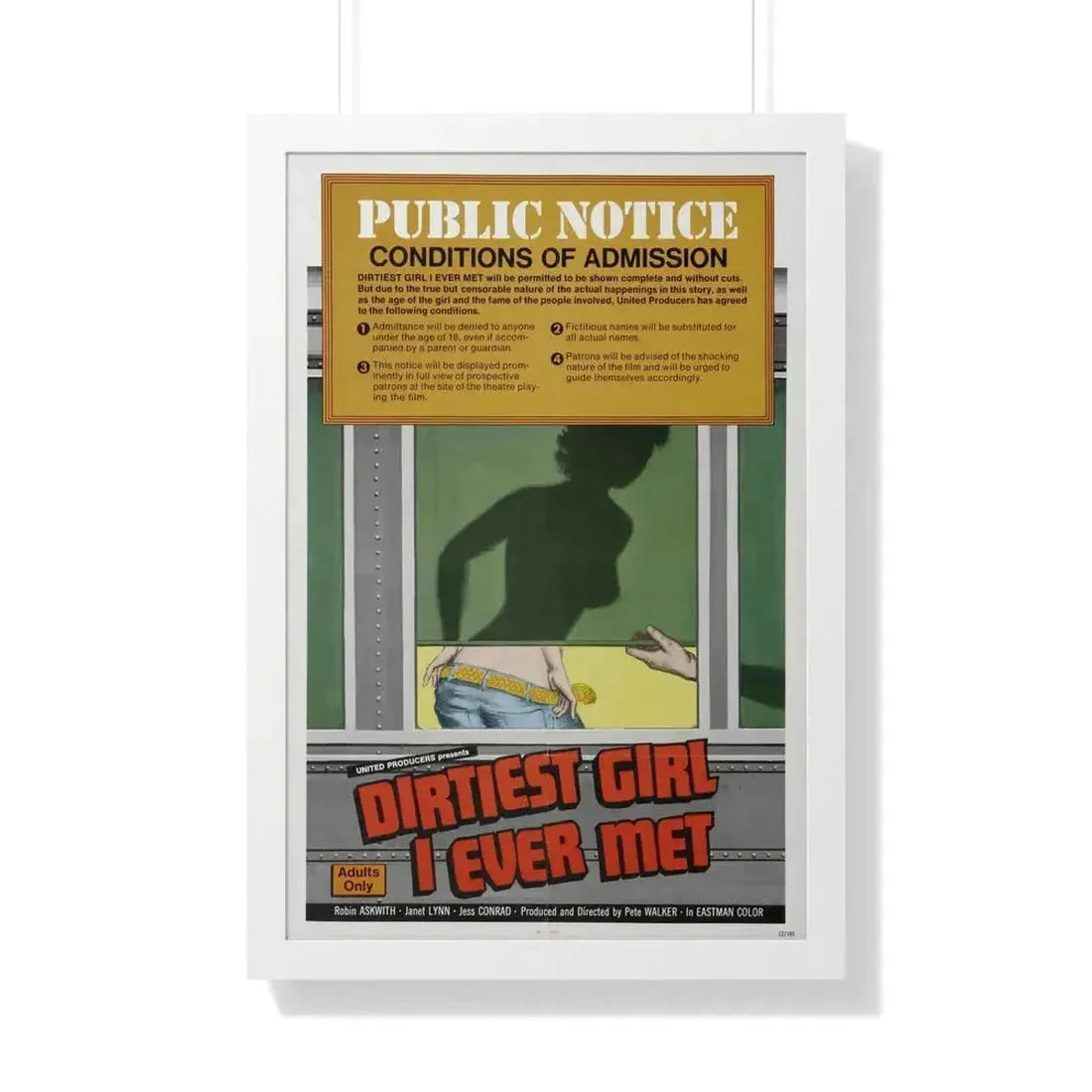 DIRTIEST GIRL I EVER MET 1970 - Framed Movie Poster 20" x 30" White - The Sticker Space