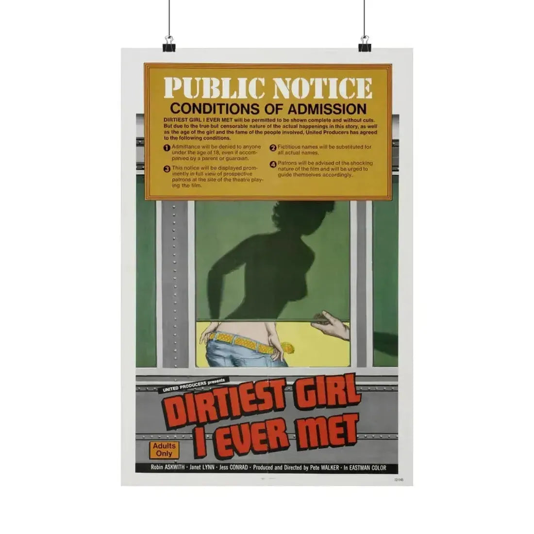 DIRTIEST GIRL I EVER MET 1970 - Paper Movie Poster 16″ x 24″ Matte - The Sticker Space