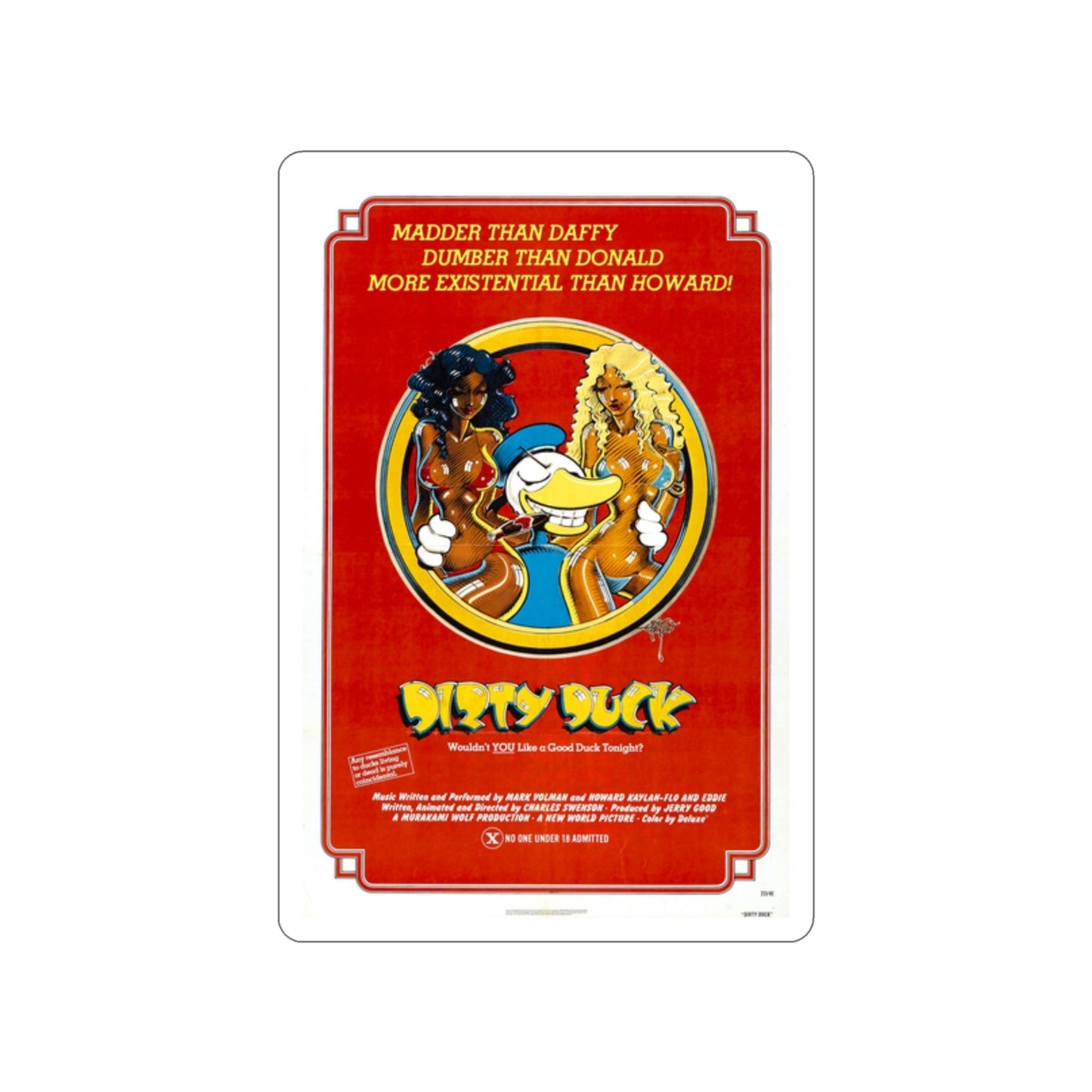 DIRTY DUCK 1974 Movie Poster STICKER Vinyl Die-Cut Decal-2 Inch-The Sticker Space