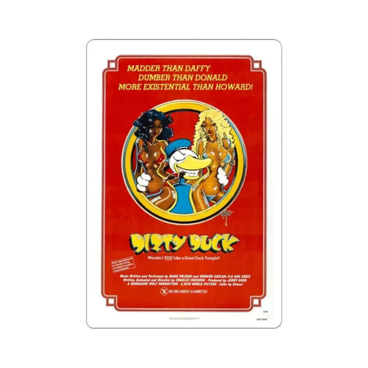 DIRTY DUCK 1974 Movie Poster - STICKER Vinyl Kiss-Cut Decal 2 Inch White - The Sticker Space
