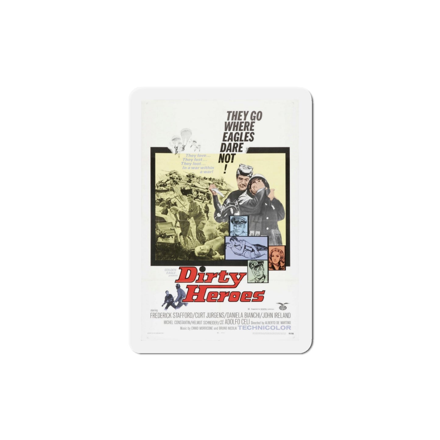 Dirty Heroes 1970 Movie Poster Die-Cut Magnet-4 Inch-The Sticker Space