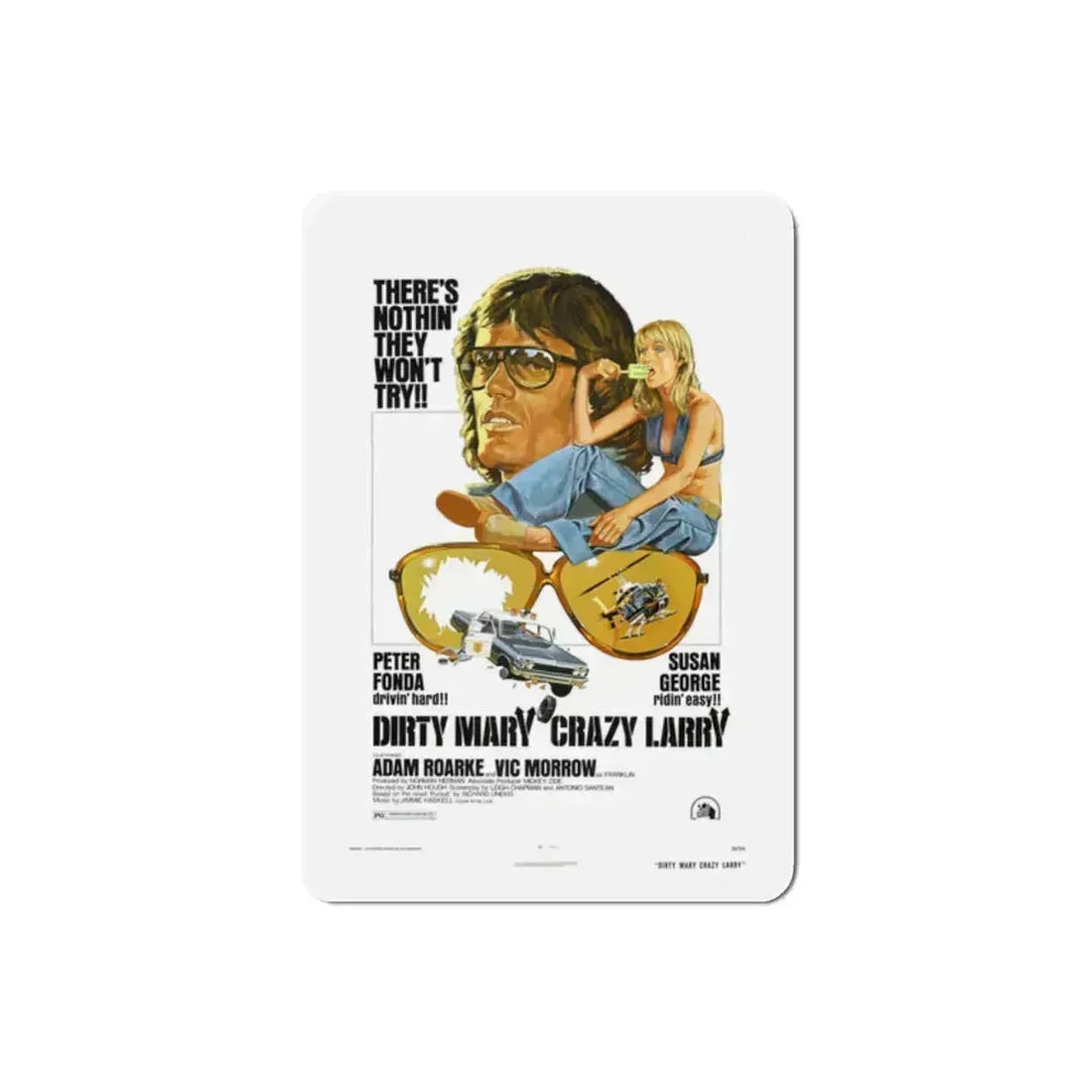 Dirty Mary Crazy Larry 1974 Movie Poster Refrigerator Magnet 2 Inch - The Sticker Space