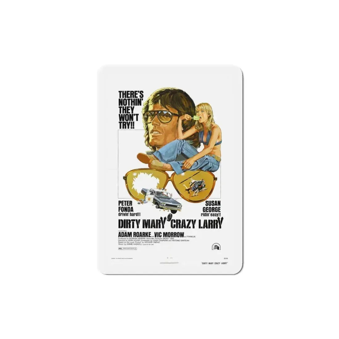 Dirty Mary Crazy Larry 1974 Movie Poster Refrigerator Magnet 3 Inch - The Sticker Space