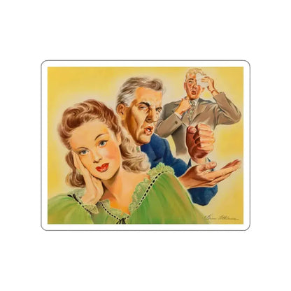 Disapproving Father, advertisement (Magazine Illustration) STICKER Vinyl Die-Cut Decal White Die-Cut 6 Inch - The Sticker Space