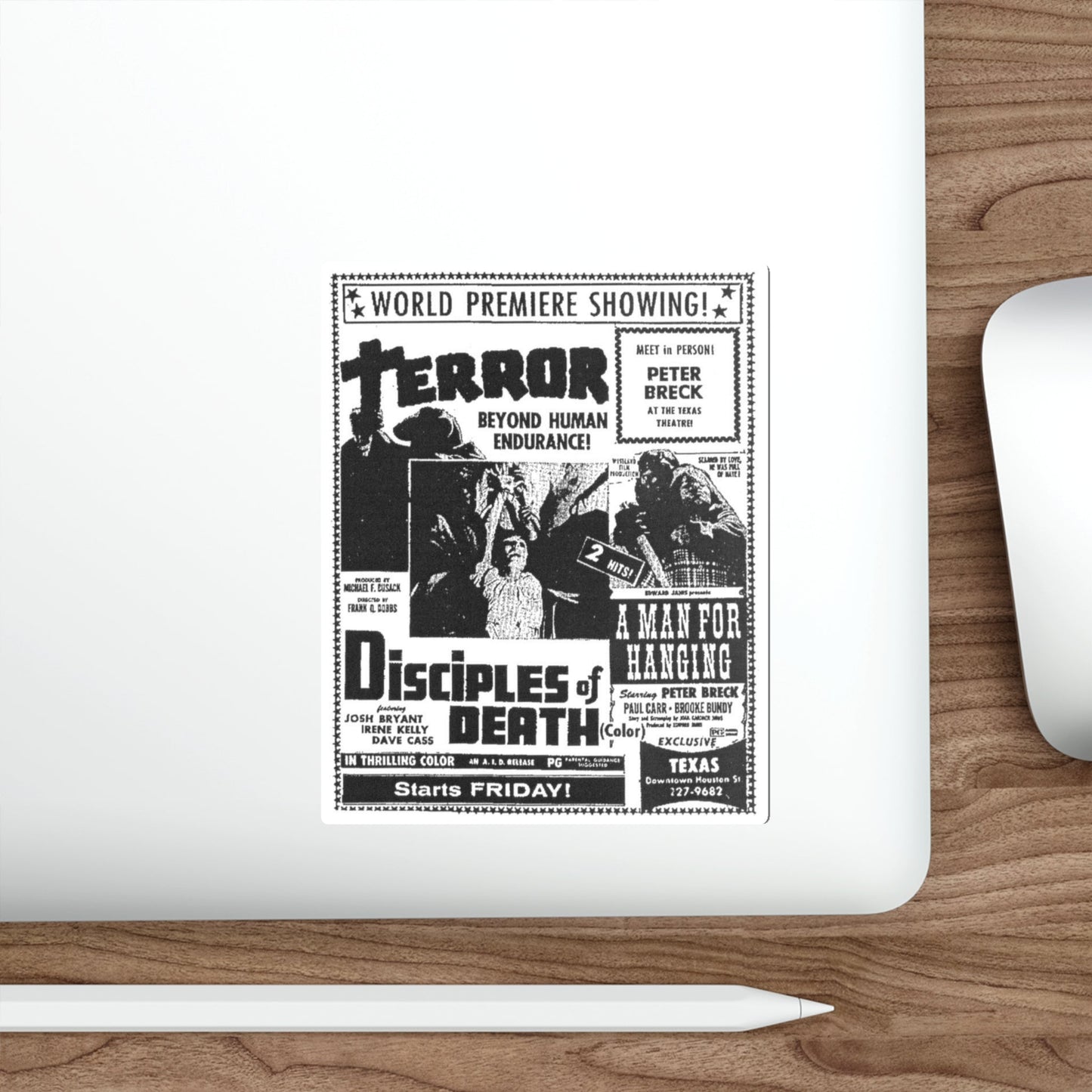 DISCIPLES OF DEATH + A MAN FOR HANGING 1972 Movie Poster STICKER Vinyl Die-Cut Decal-The Sticker Space