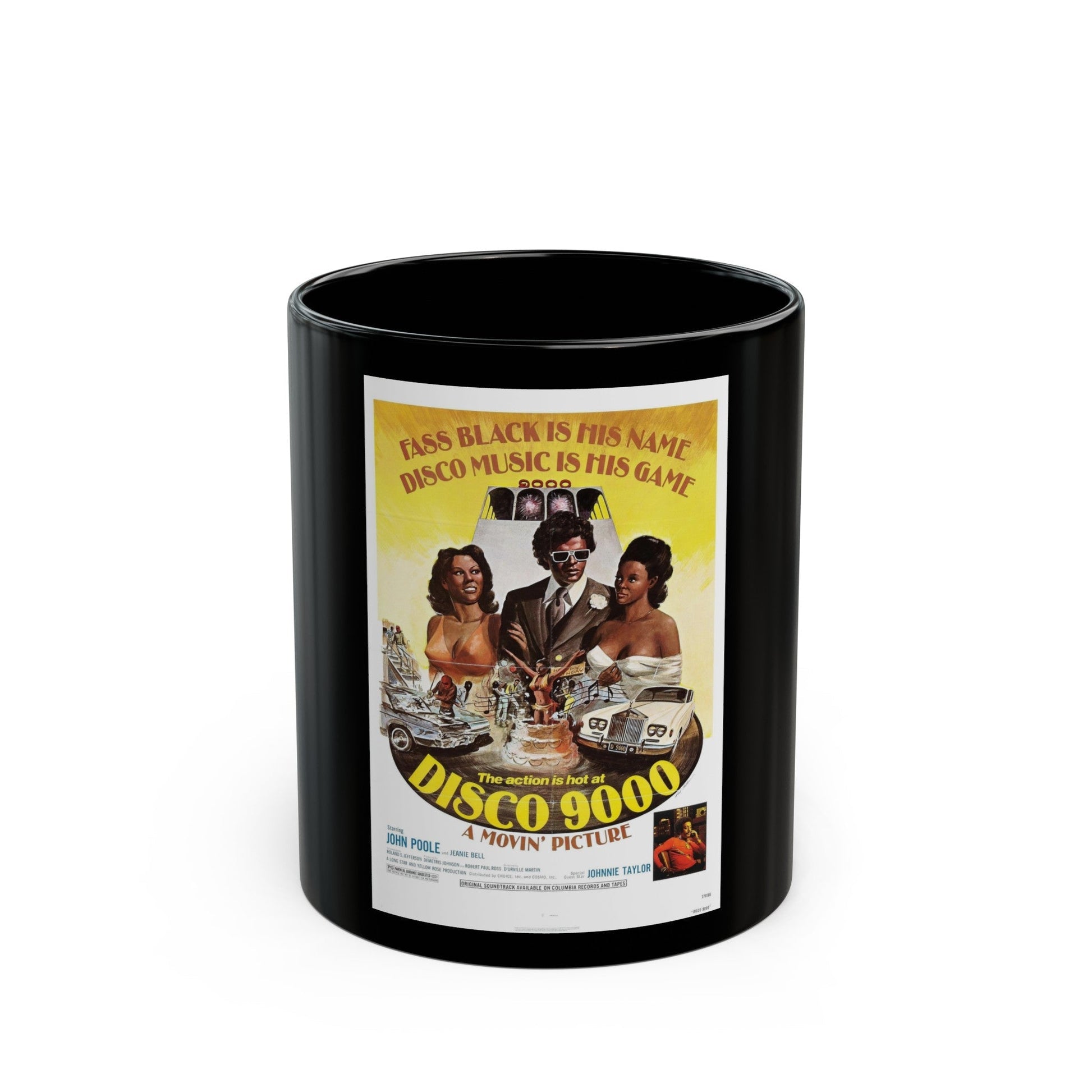 DISCO 9000 1977 Movie Poster - Black Coffee Mug-11oz-The Sticker Space