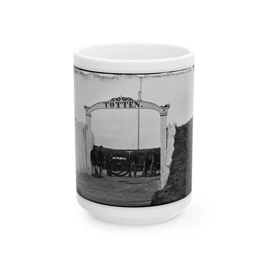 District Of Columbia. Men And Gun Of 3d Massachusetts Heavy Artillery At Ornamental Gate Of Fort Totten (U.S. Civil War) White Coffee Mug