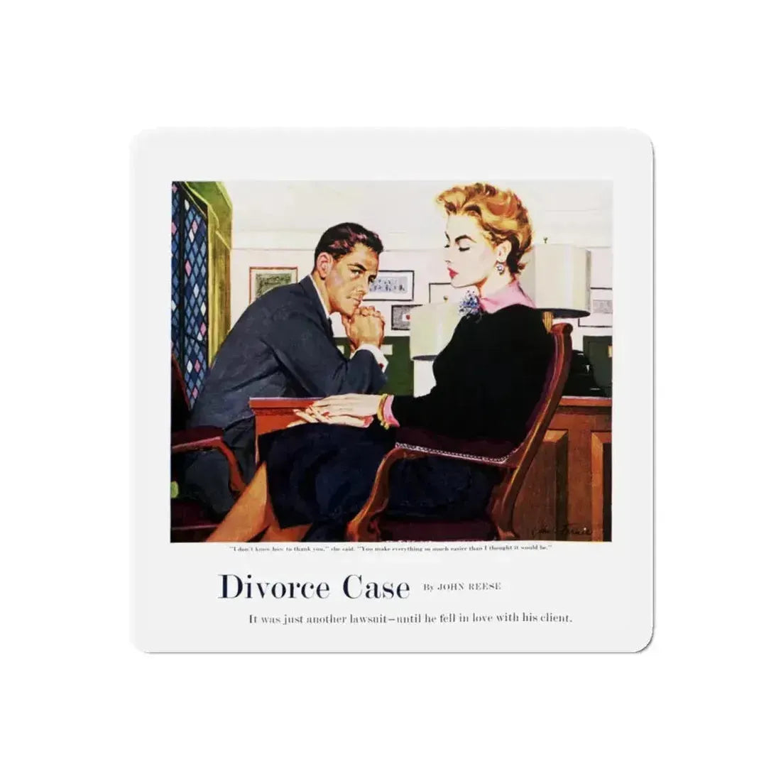 Divorce Case, The Saturday Evening Post, July 9, 1955 (Magazine Illustration) Refrigerator Magnet 6 Inch Die-Cut - The Sticker Space