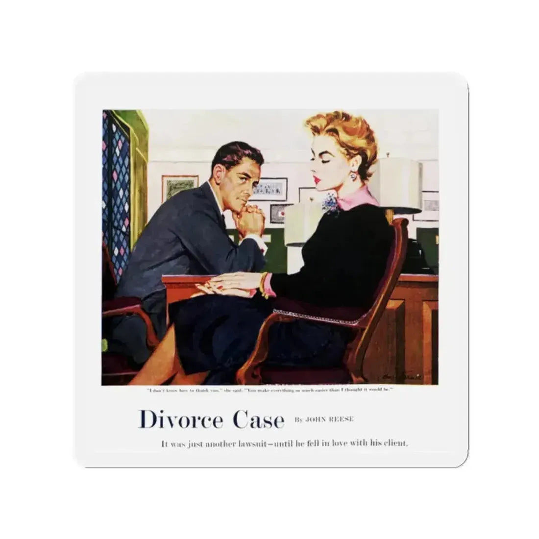 Divorce Case, The Saturday Evening Post, July 9, 1955 (Magazine Illustration) Refrigerator Magnet - The Sticker Space