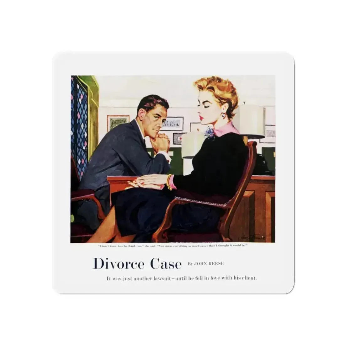 Divorce Case, The Saturday Evening Post, July 9, 1955 (Magazine Illustration) Refrigerator Magnet - The Sticker Space