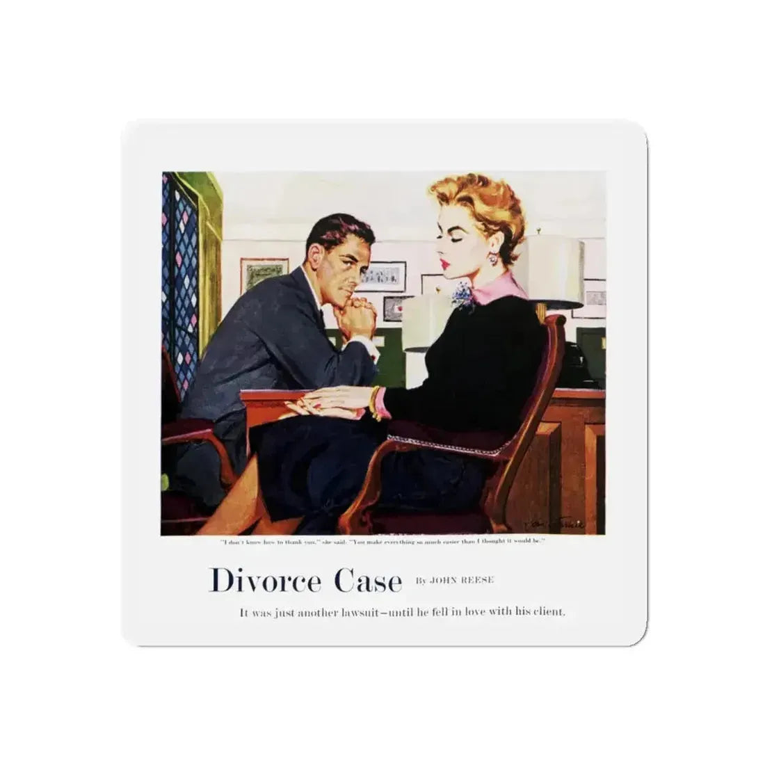 Divorce Case, The Saturday Evening Post, July 9, 1955 (Magazine Illustration) Refrigerator Magnet - The Sticker Space