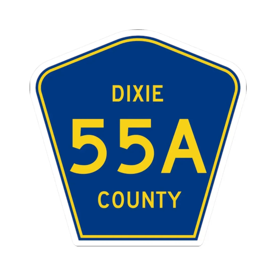 Dixie County 55A (Florida) (Road Sign) STICKER Vinyl Kiss-Cut Decal 2 Inch White - The Sticker Space