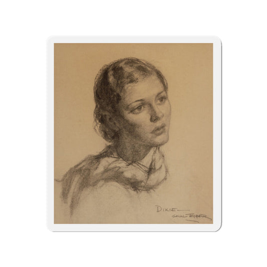 Dixie, Portrait of a Woman (Magazine Illustration) Refrigerator Magnet-2" x 2"-The Sticker Space