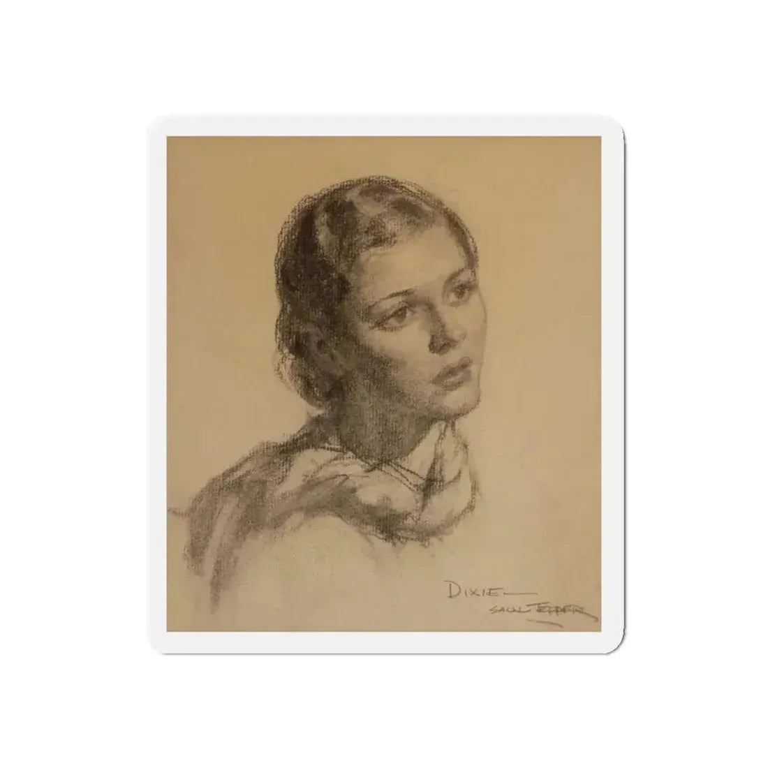Dixie, Portrait of a Woman (Magazine Illustration) Refrigerator Magnet 3 Inch Die-Cut - The Sticker Space