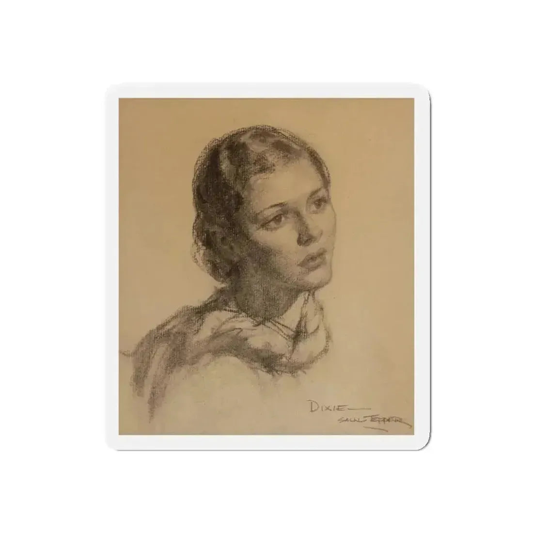 Dixie, Portrait of a Woman (Magazine Illustration) Refrigerator Magnet 4 Inch Die-Cut - The Sticker Space