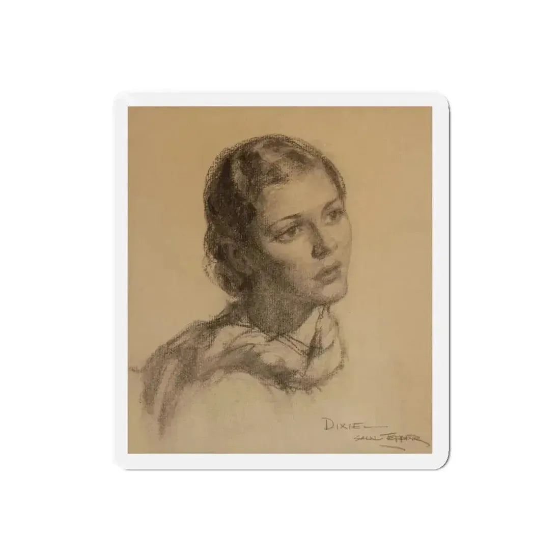 Dixie, Portrait of a Woman (Magazine Illustration) Refrigerator Magnet 5 Inch Die-Cut - The Sticker Space