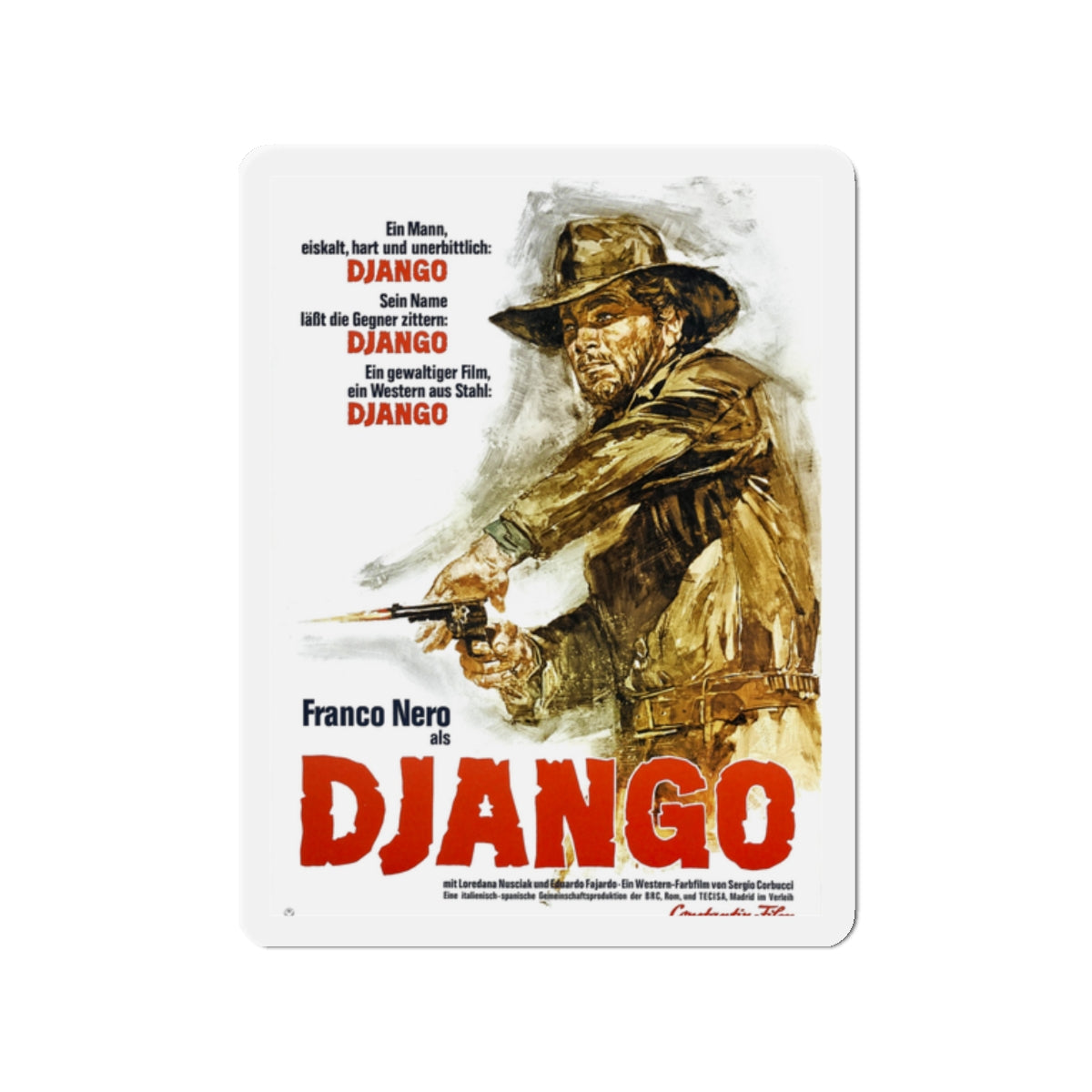 DJANGO 1966 Movie Poster - Die-Cut Magnet-2" x 2"-The Sticker Space