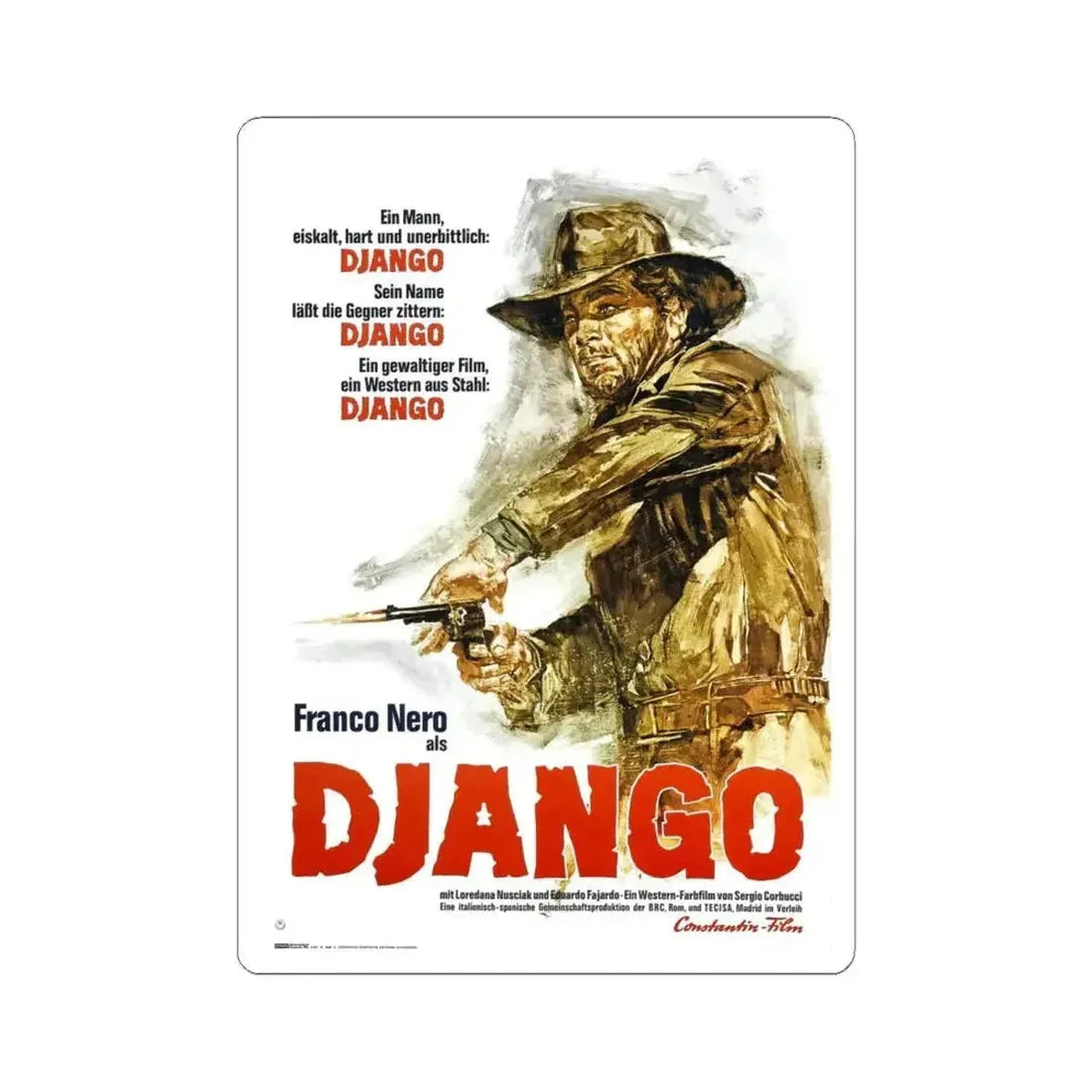 DJANGO 1966 Movie Poster - STICKER Vinyl Kiss-Cut Decal 6 Inch White - The Sticker Space