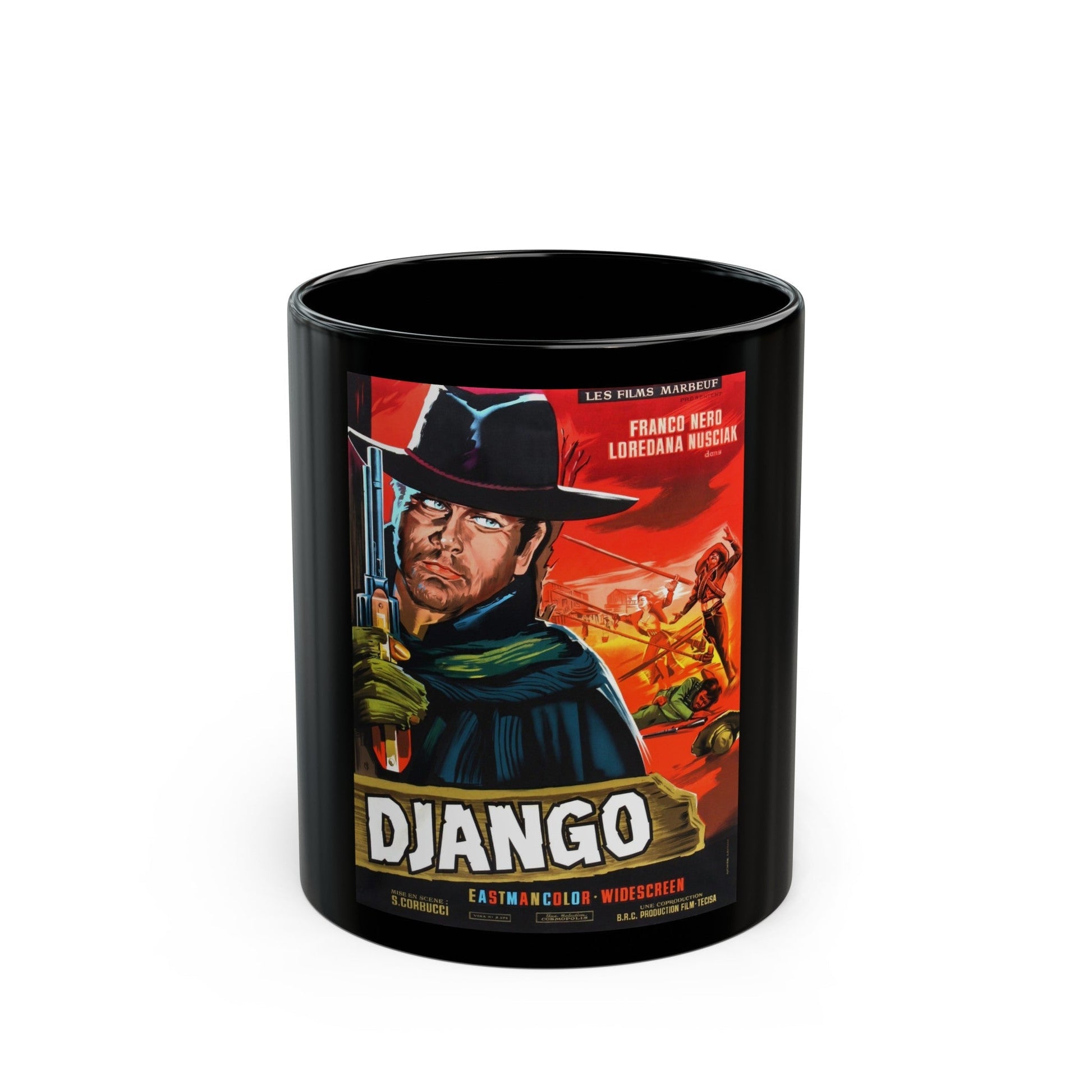 DJANGO (FRENCH) 1966 Movie Poster - Black Coffee Mug-11oz-The Sticker Space