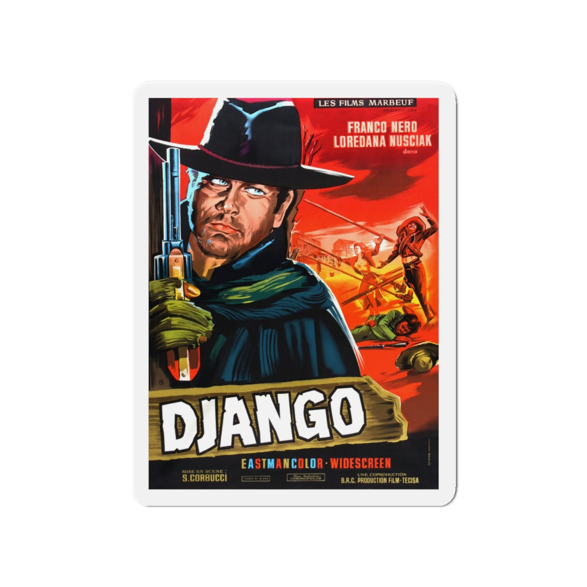 DJANGO (FRENCH) 1966 Movie Poster - Die-Cut Magnet-4" x 4"-The Sticker Space