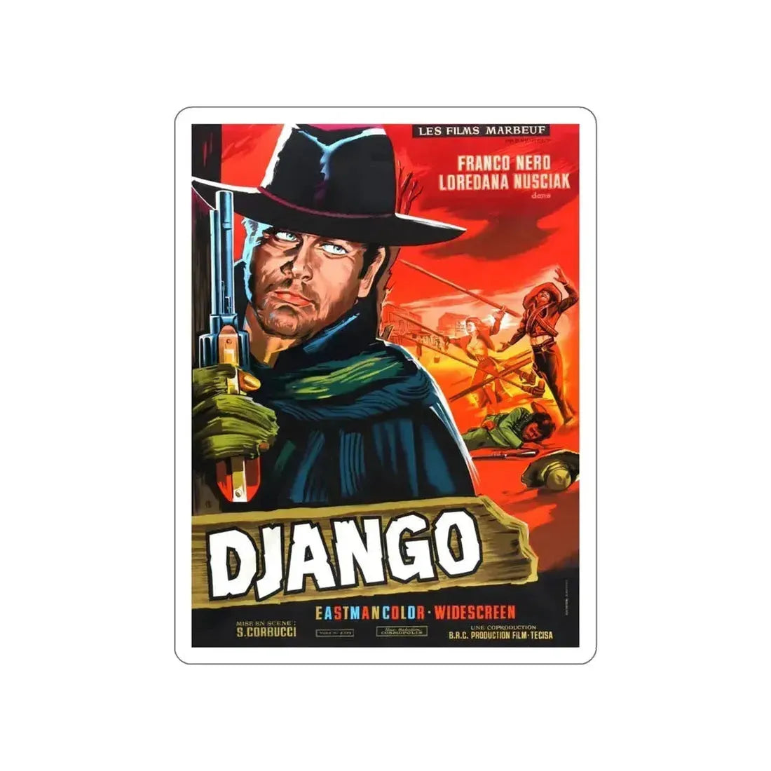 DJANGO (FRENCH) 1966 Movie Poster STICKER Vinyl Die-Cut Decal 5 Inch - The Sticker Space
