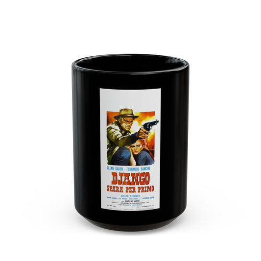 DJANGO SHOOTS FIRST 1966 Movie Poster - Black Coffee Mug-15oz-The Sticker Space