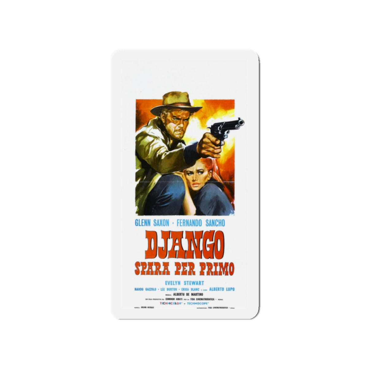 DJANGO SHOOTS FIRST 1966 Movie Poster - Die-Cut Magnet-2" x 2"-The Sticker Space