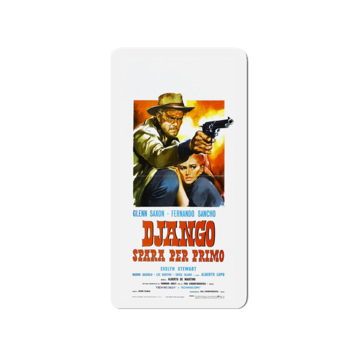 DJANGO SHOOTS FIRST 1966 Movie Poster - Die-Cut Magnet-3" x 3"-The Sticker Space