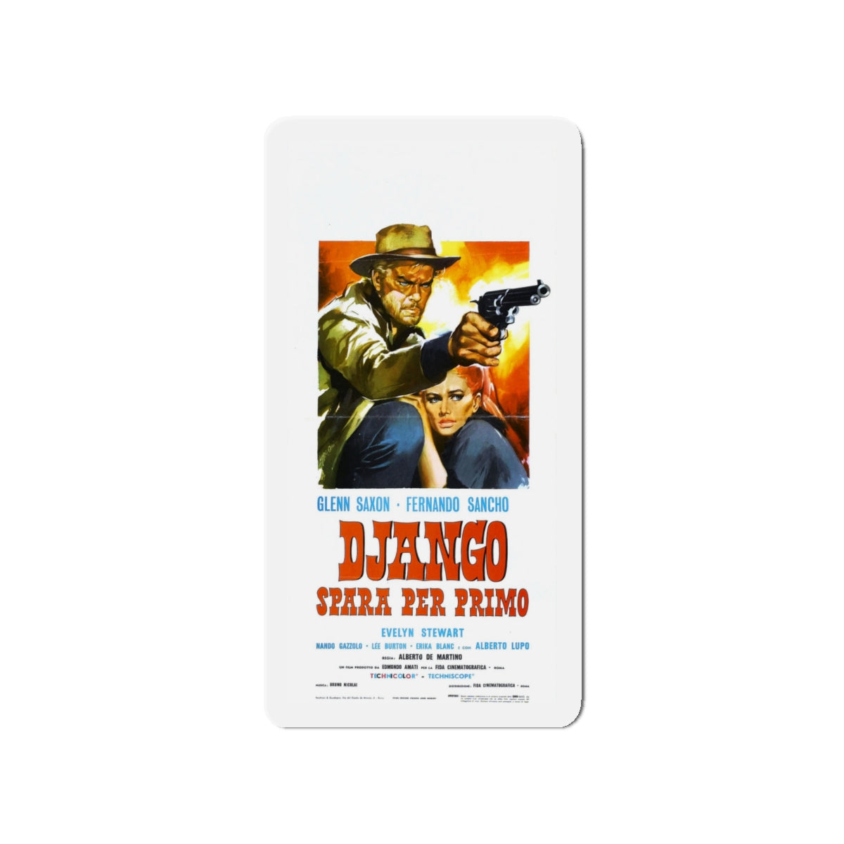 DJANGO SHOOTS FIRST 1966 Movie Poster - Die-Cut Magnet-4" x 4"-The Sticker Space