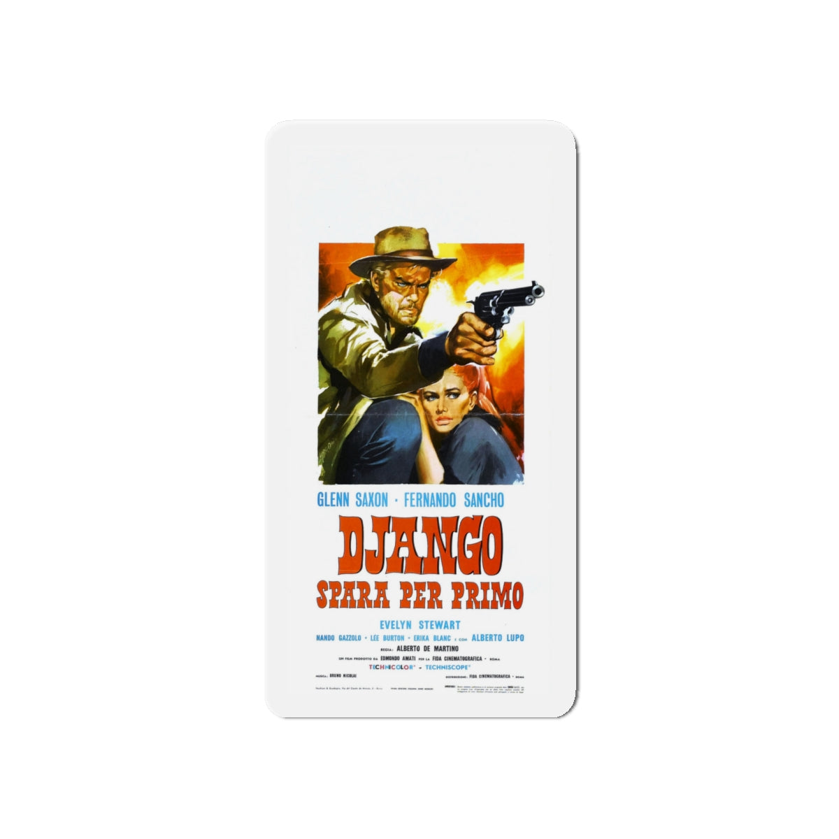 DJANGO SHOOTS FIRST 1966 Movie Poster - Die-Cut Magnet-5" x 5"-The Sticker Space