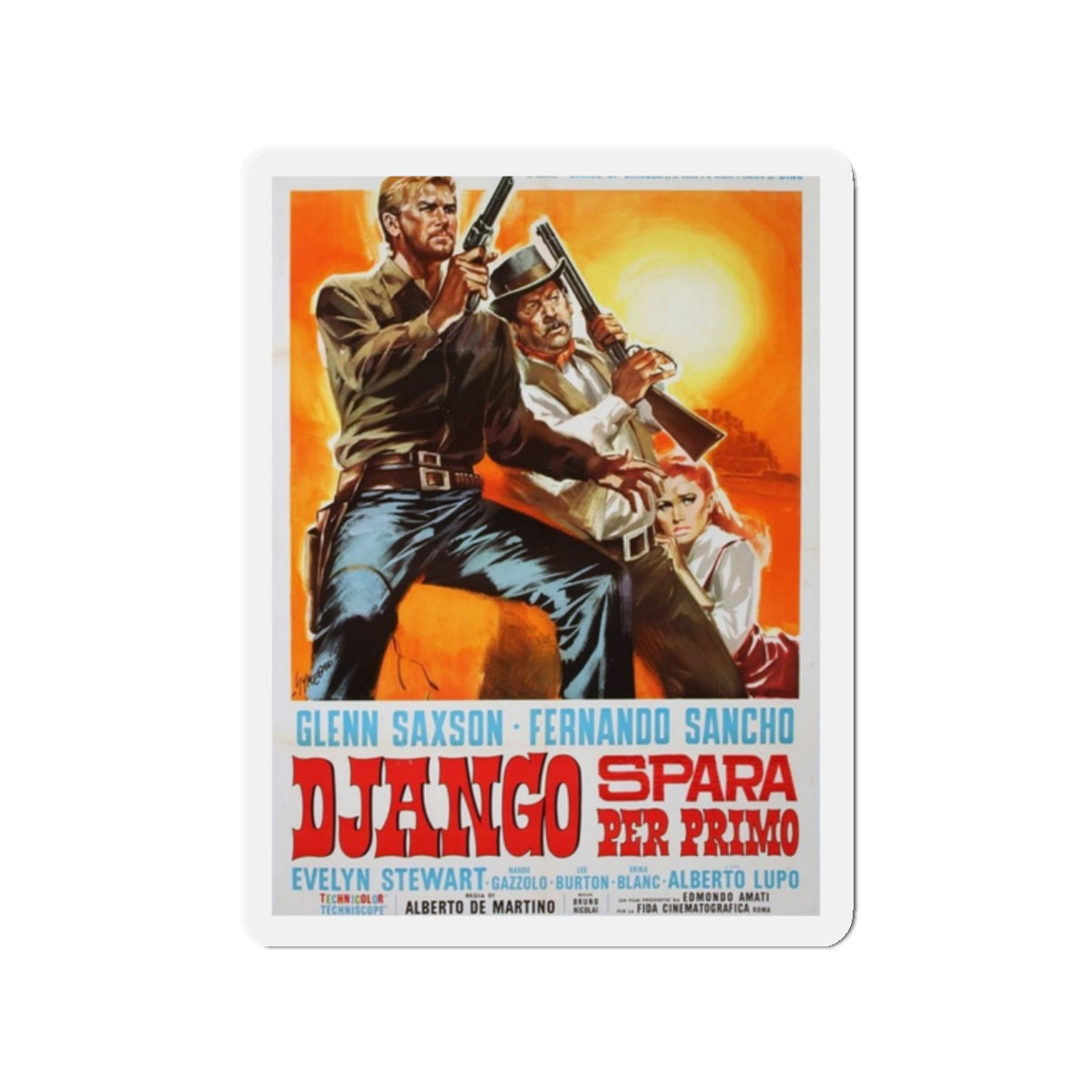 DJANGO SHOOTS FIRST (2) 1966 Movie Poster - Die-Cut Magnet-2" x 2"-The Sticker Space