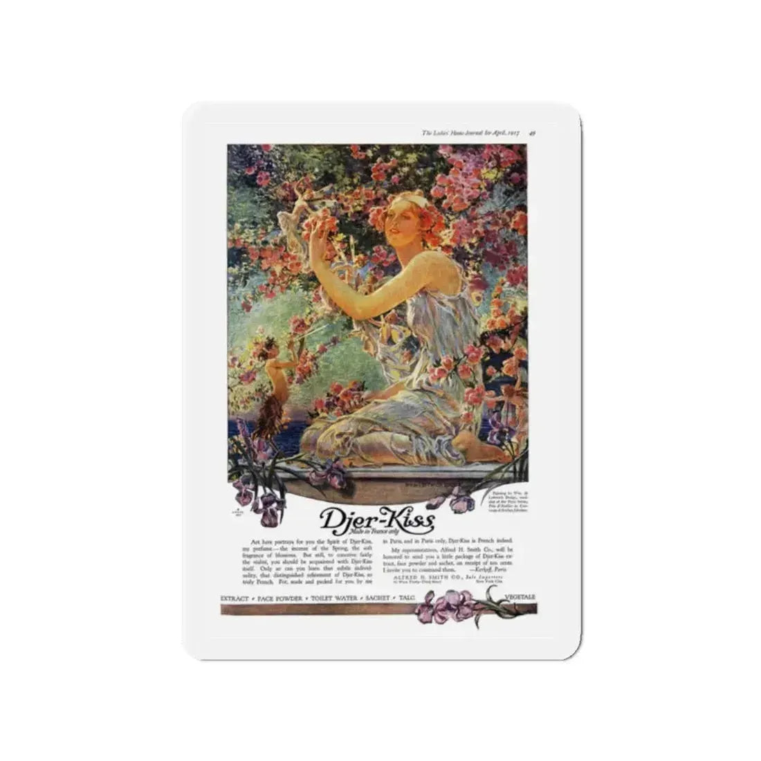 Djer-Kiss ad, Ladies' Home Journal, April 1917 (Magazine Illustration) Refrigerator Magnet 2 Inch Die-Cut - The Sticker Space