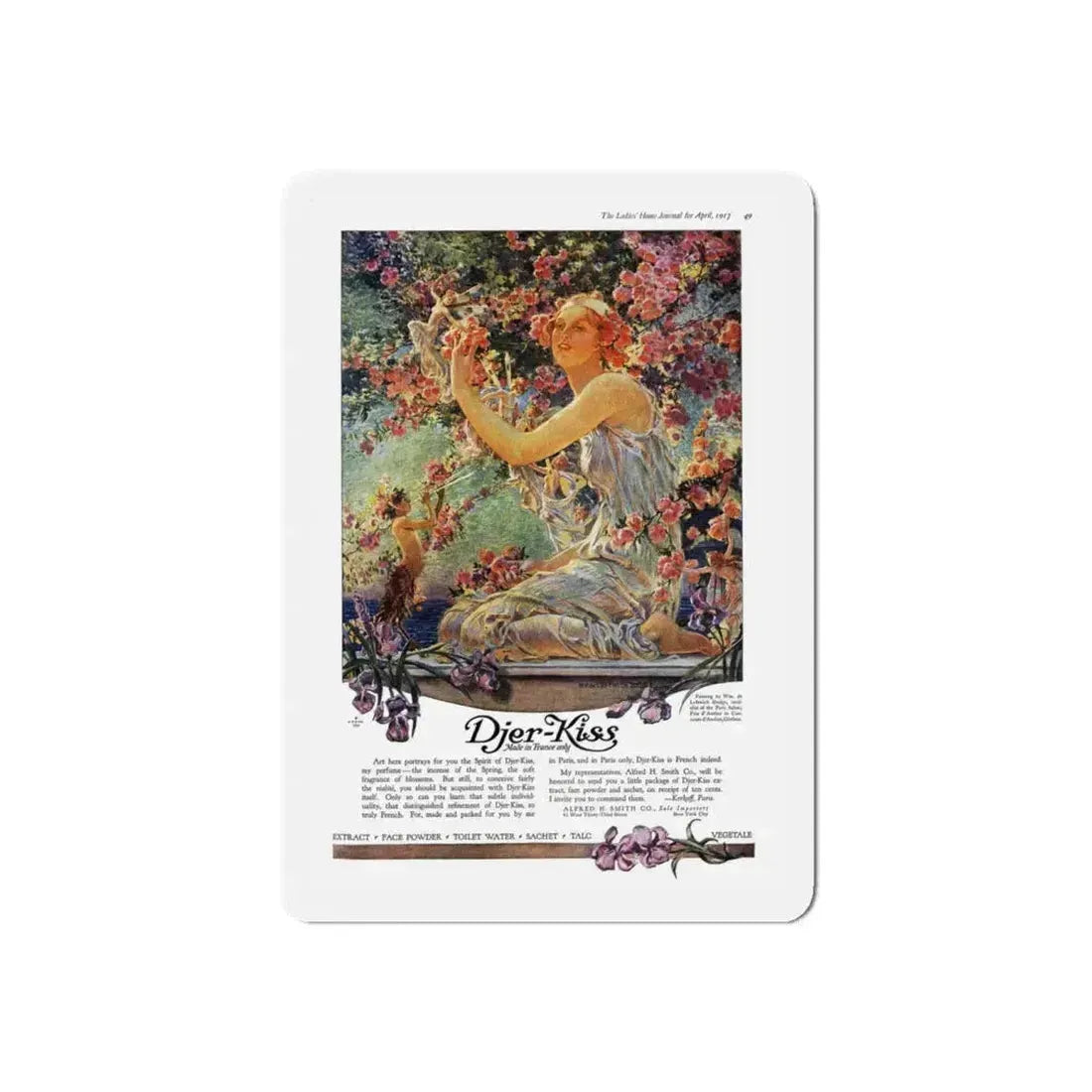 Djer-Kiss ad, Ladies' Home Journal, April 1917 (Magazine Illustration) Refrigerator Magnet 4 Inch Die-Cut - The Sticker Space