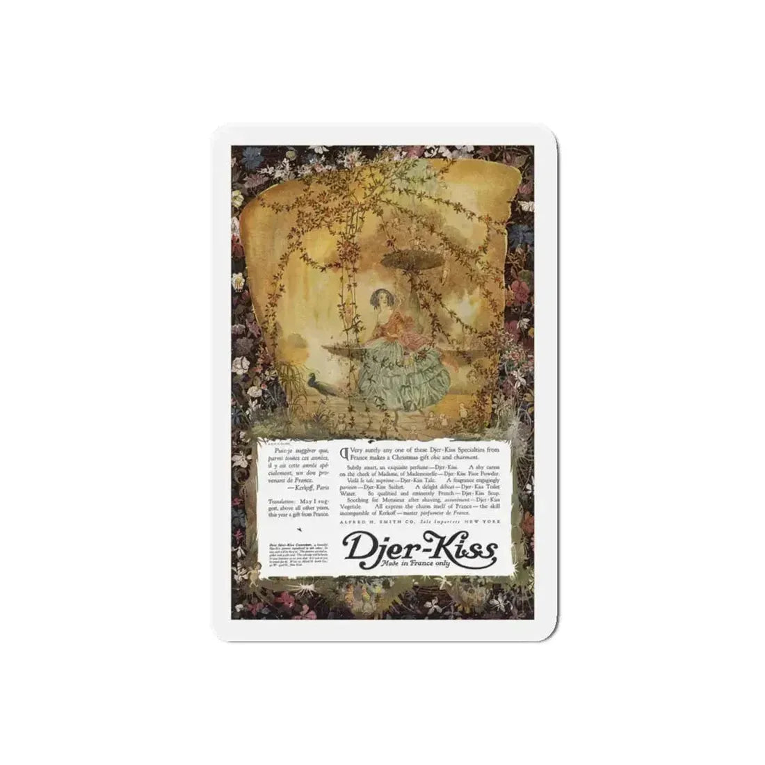 Djer-Kiss ad, Ladies' Home Journal, December 1917 (Magazine Illustration) Refrigerator Magnet 5 Inch Die-Cut - The Sticker Space