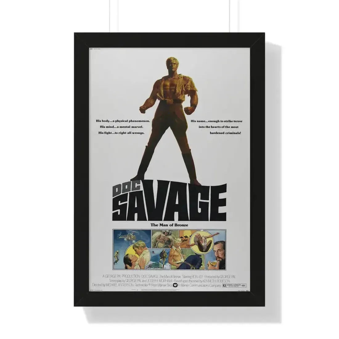 DOC SAVAGE THE MAN  OF BRONZE 1975 - Framed Movie Poster 16″ x 24″ Black - The Sticker Space