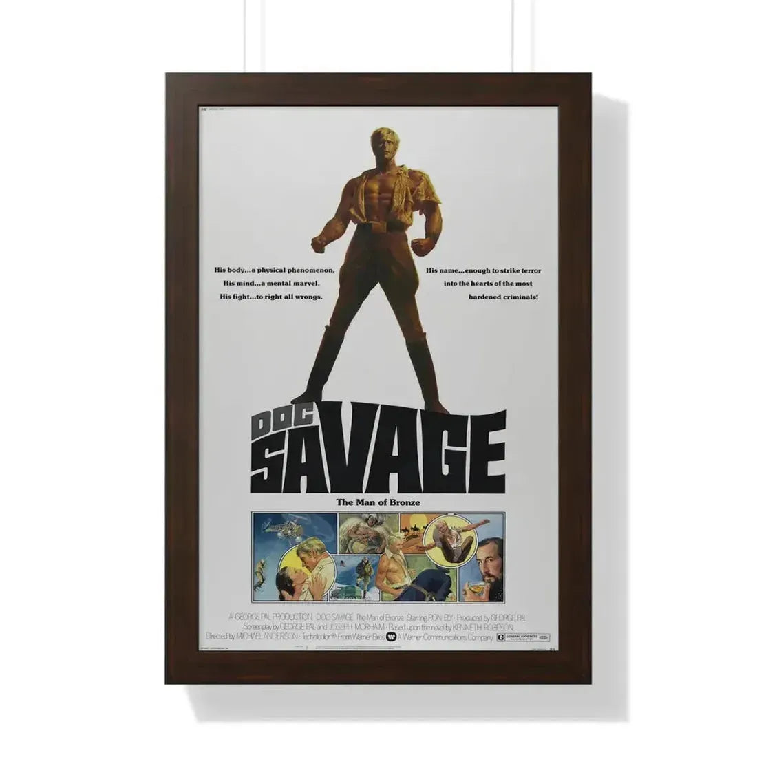 DOC SAVAGE THE MAN  OF BRONZE 1975 - Framed Movie Poster 16″ x 24″ Walnut - The Sticker Space