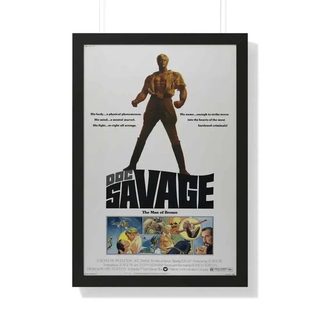 DOC SAVAGE THE MAN  OF BRONZE 1975 - Framed Movie Poster 20" x 30" Black - The Sticker Space