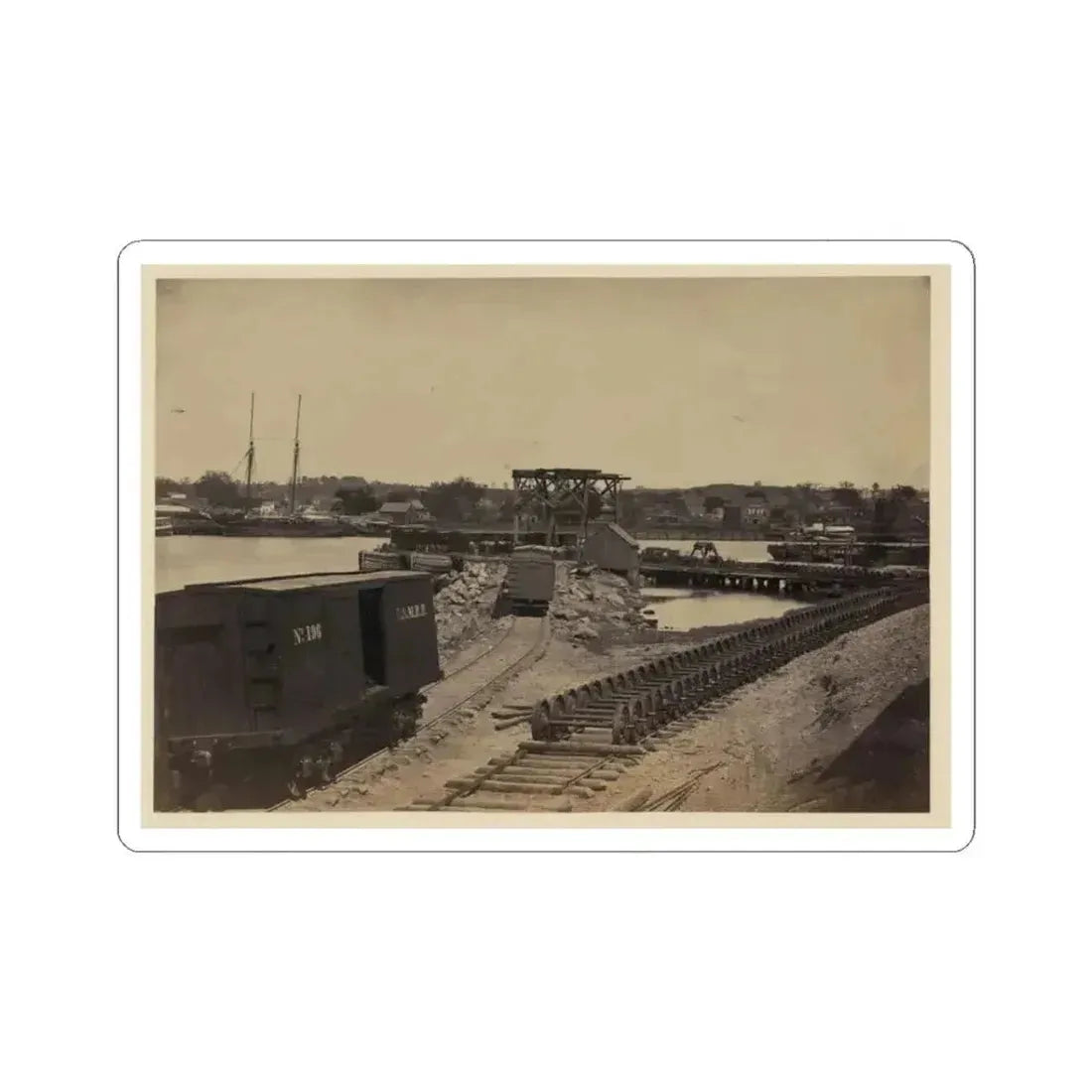 Dock on the South Side of the James River, Opposite Richmond, Va.(2) (U.S. Civil War) STICKER Vinyl Kiss-Cut Decal 3 Inch White - The Sticker Space