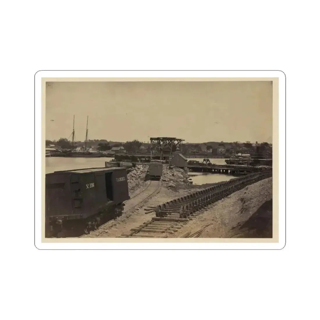 Dock on the South Side of the James River, Opposite Richmond, Va.(2) (U.S. Civil War) STICKER Vinyl Kiss-Cut Decal 6 Inch White - The Sticker Space