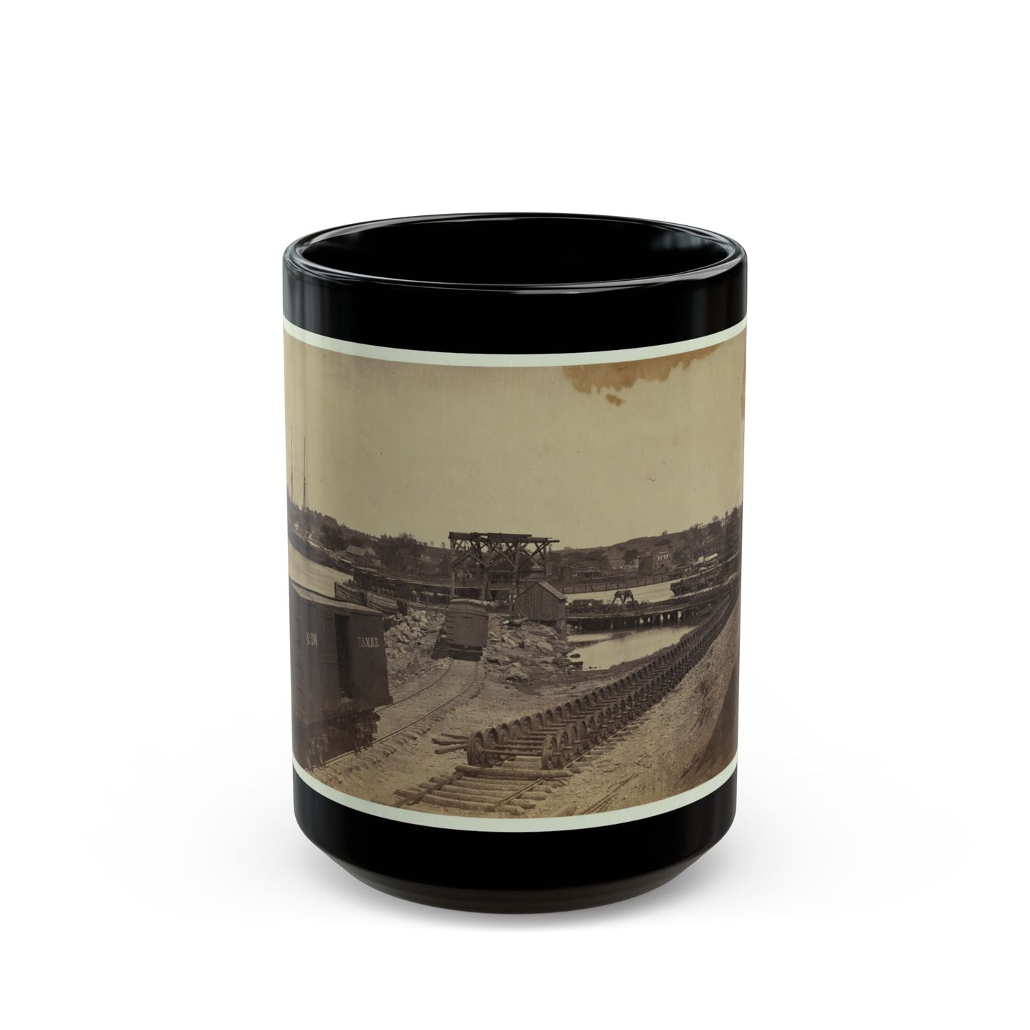 Dock On The South Side Of The James River, Opposite Richmond, Va. (U.S. Civil War) Black Coffee Mug