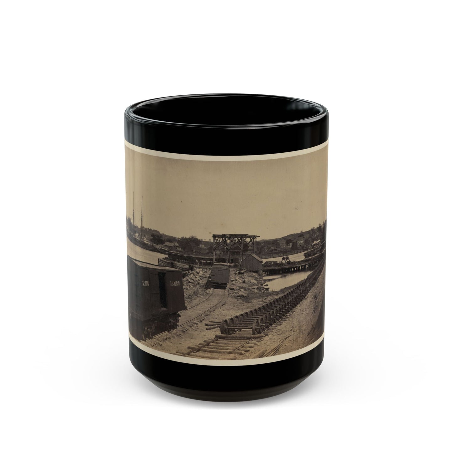 Dock On The South Side Of The James River, Opposite Richmond, Va.(2) (U.S. Civil War) Black Coffee Mug