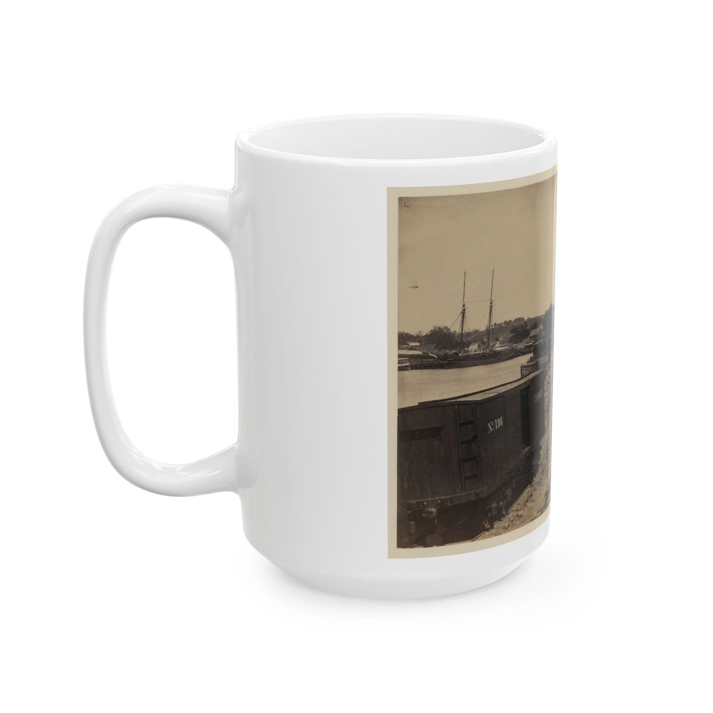 Dock On The South Side Of The James River, Opposite Richmond, Va.(2) (U.S. Civil War) White Coffee Mug