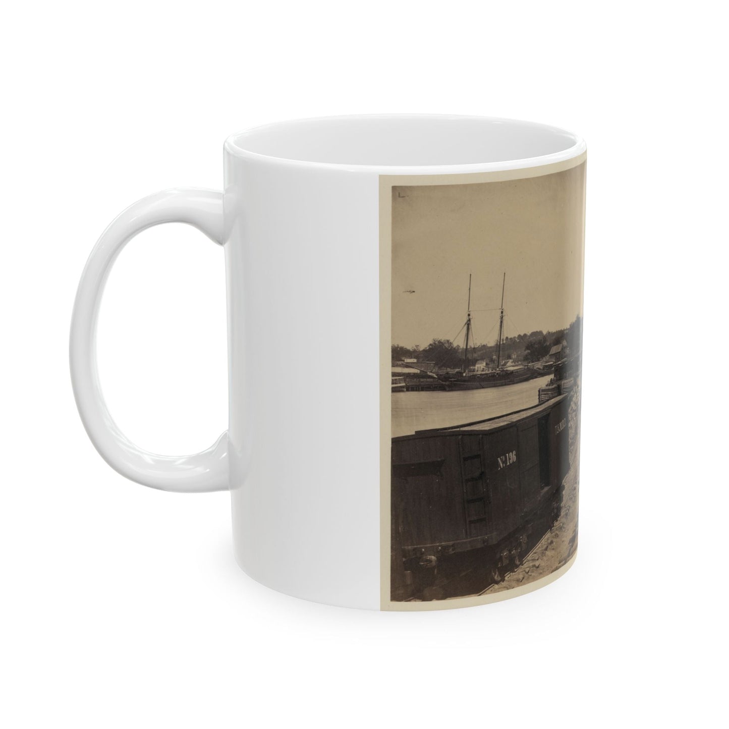 Dock On The South Side Of The James River, Opposite Richmond, Va.(2) (U.S. Civil War) White Coffee Mug