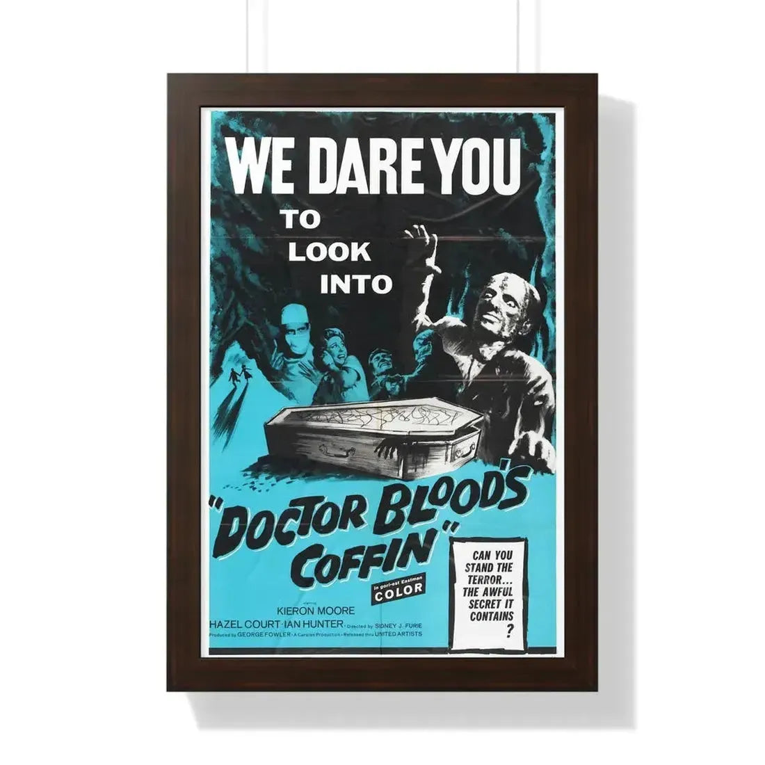 DOCTOR BLOOD'S COFFIN 1961 - Framed Movie Poster 16″ x 24″ Walnut - The Sticker Space