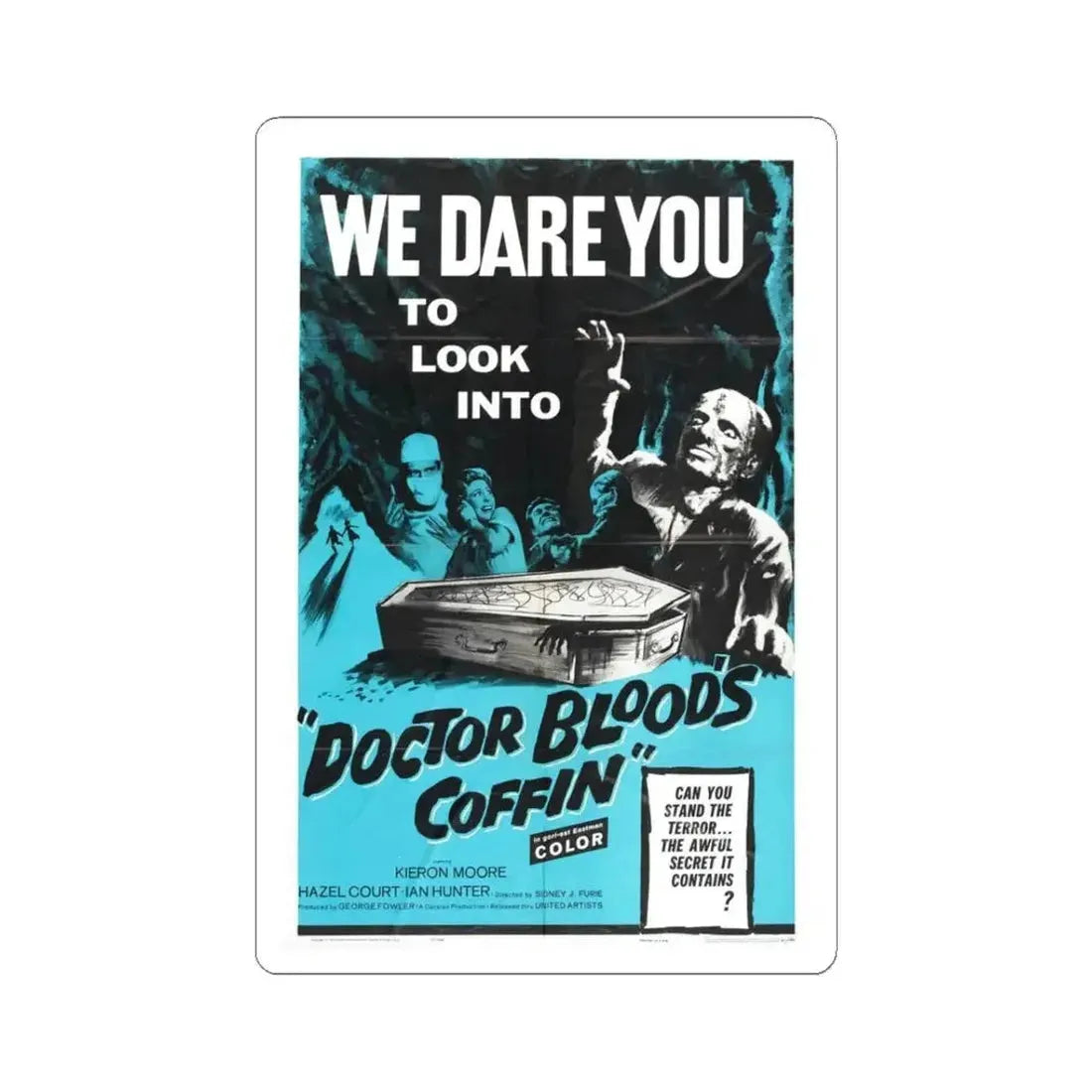 DOCTOR BLOOD'S COFFIN 1961 Movie Poster - STICKER Vinyl Kiss-Cut Decal 3 Inch White - The Sticker Space