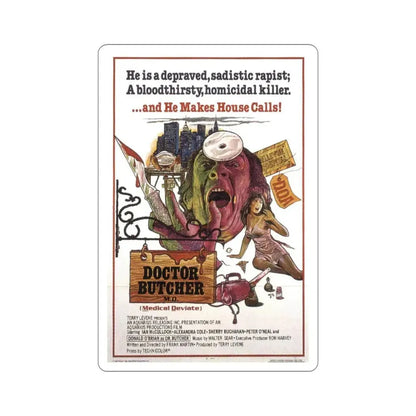 Doctor Butcher MD aka Zombie Holocaust 1982 Movie Poster STICKER Vinyl Die-Cut Decal 5 Inch - The Sticker Space